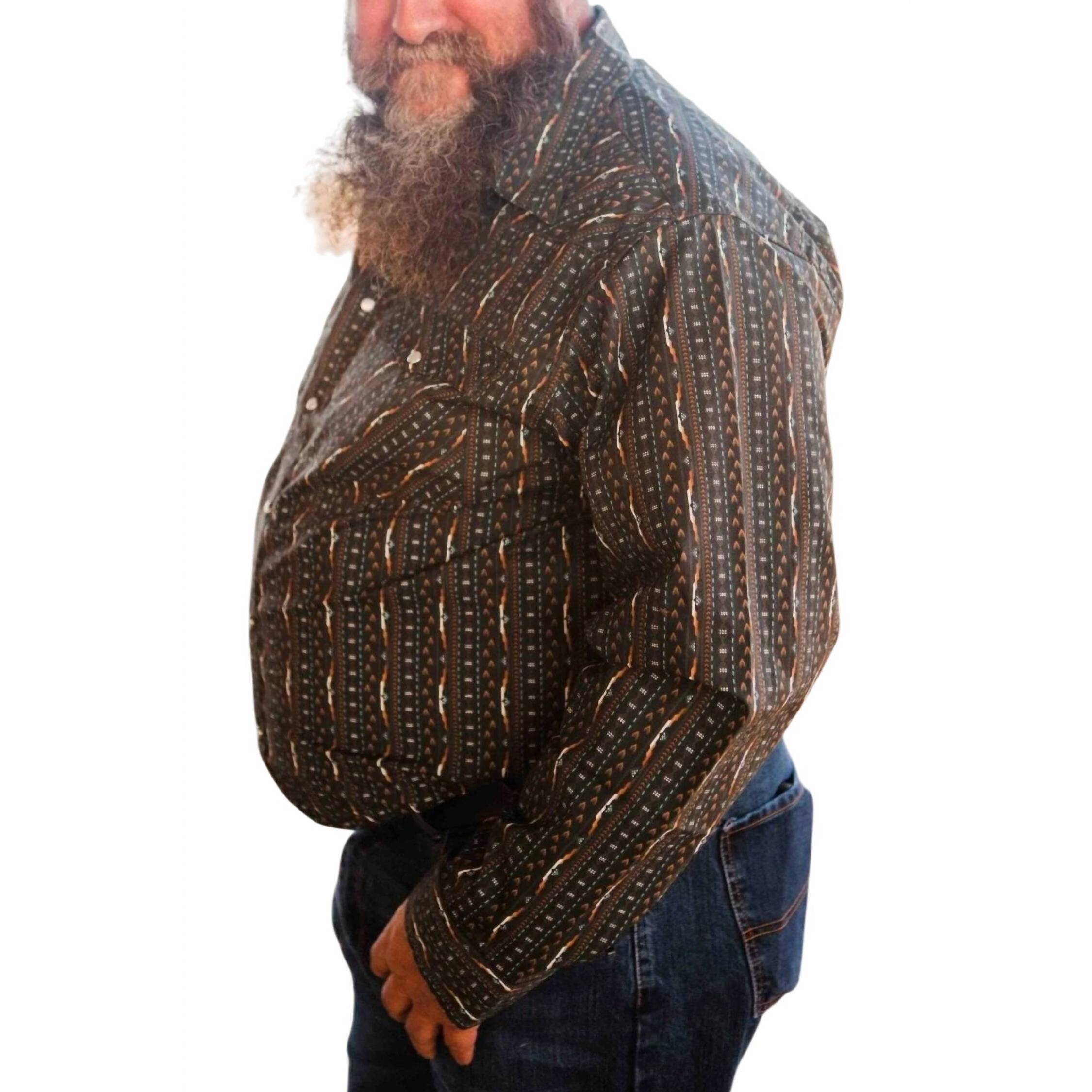 New Justin Pearl Snap Long Sleeve Button Down Shirt In Serapa Stripe